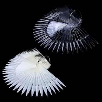 

50pcs/pack Nail Display Sticks Swatches Showing Card Fan Shaped False Nail Sharp Practice Manicure Tools
