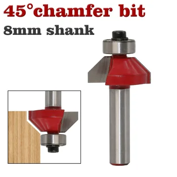 

1PC 8MM Shank Milling Cutter Wood Carving 45 Degree Chamfer Forming Bevel Edge Cutter Wood Cutting Tools Carbide Woodworking