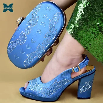 

New Fashion Italian design Shoes With Matching Bags African High Heel Women Shoes and Bags Set For Prom Party shoes