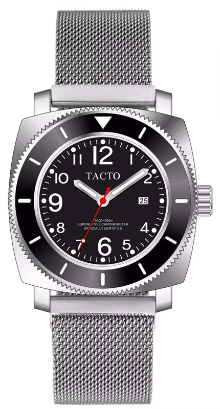 Новое поступление Tacto часы мужские из натуральной кожи модные японские кварцевые часы Gmt мужские s Ограниченная серия PAM спортивные часы 43 мм - Цвет: Silver-Black
