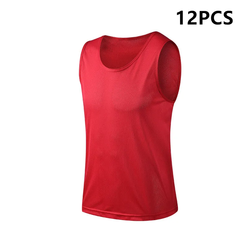 12 PCS Children Man Quick Drying Basketball Jersey Team Sports Football Vest Soccer Pinnies Jerseys Youth Practice Training Bibs - Color: Silver