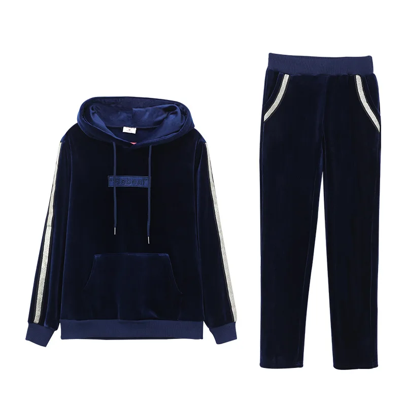 Winter Thick Velour Women Sport Suit Tracksuit Warm Hoodie Sweatshirt+pant Casual Jogger Running Workout Outfit Set Sportswear