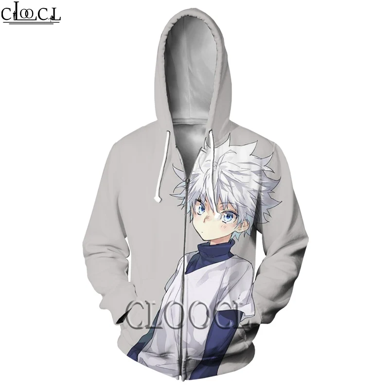 

Толстовка HX унисекс на молнии, японское аниме Hunter X Hunter, модная повседневная худи с 3D принтом, в стиле Харадзюку, осень