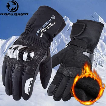 

ROCK BIKER Men Motorcycle Gloves Waterproof Windproof Keep Warm Carbon Fiber Hard Shell Protective Long Motorcycle Riding Gloves