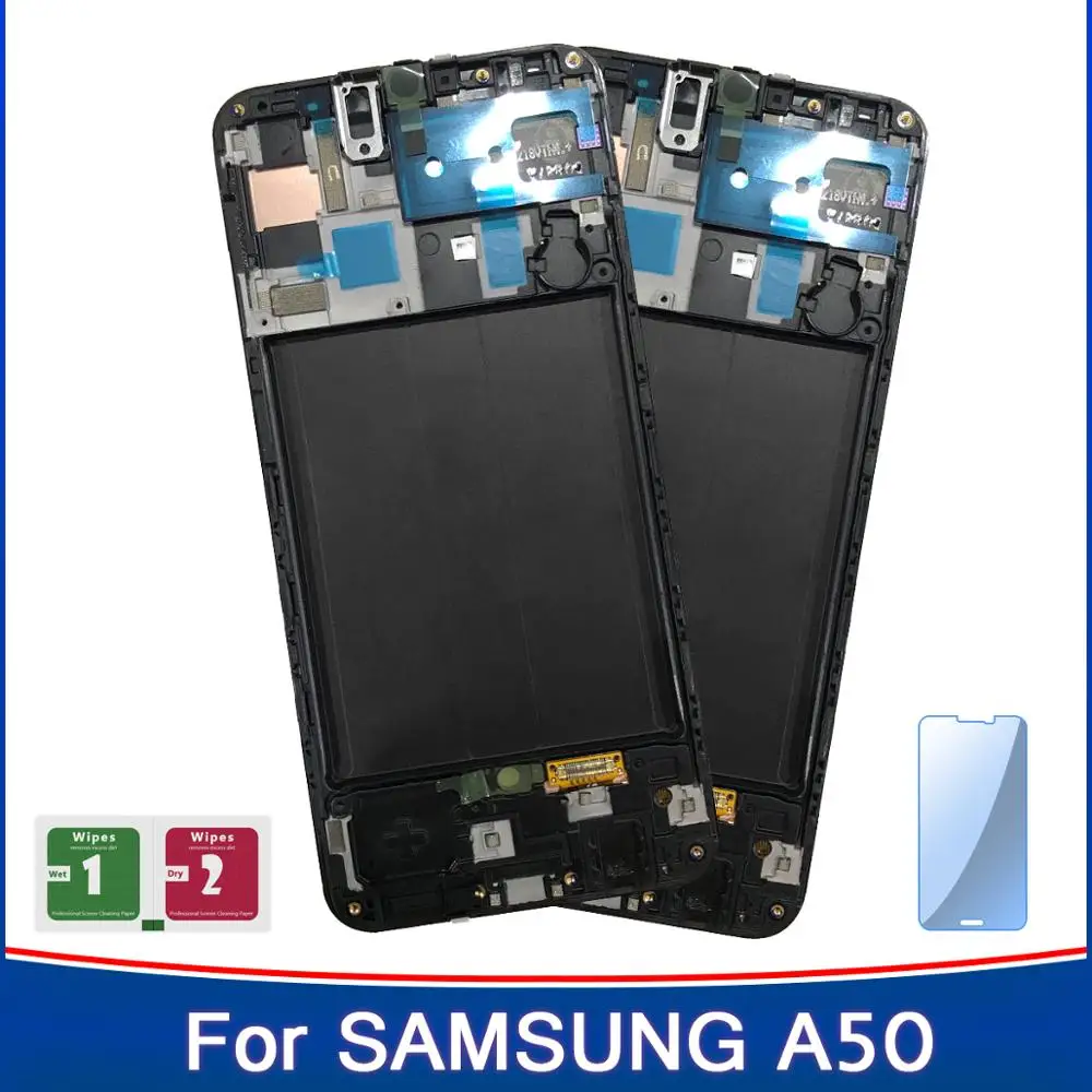 

2PCS A50 6.4'' Display For Samsung galaxy A50 A505F/DS A505F A505FD A505A 100% New LCD Touch Screen Sensor Panel With Frame