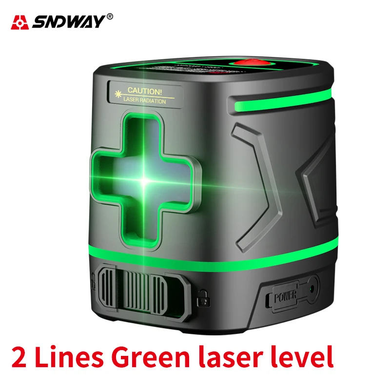 Sndway Rechargeable Green Laser Level 2 Lines Lazer Level Instrument Cross Line Laser Self-leveling Laser-level Nivel Line Laser