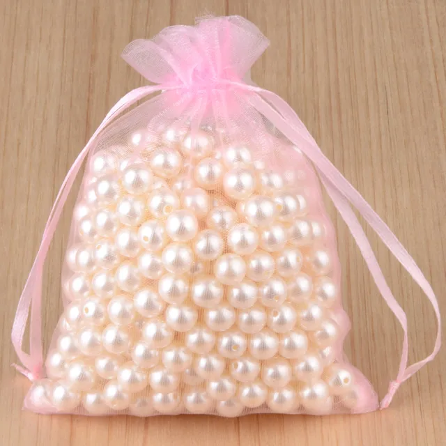 100pcs 24 Colors Jewelry Packaging Bag 5*7 7*9 9*12 10*15cm Organza Bags Gift Storage Wedding Drawstring Pouches Wholesales 14 Light pink