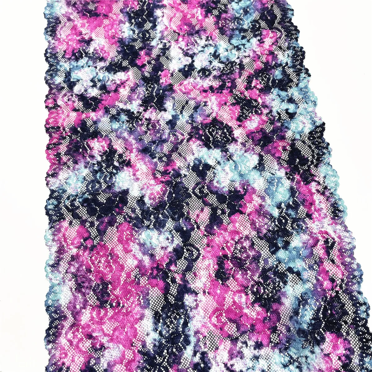 3M/lot Width 28cm Mixed Pink Blossom Wide Elastic Lace Trim 4