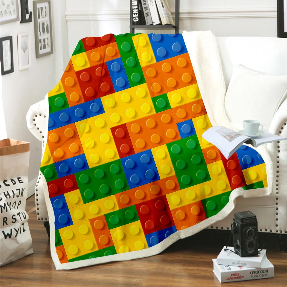 

Building Blocks 3D Blanket Fleece Cartoon Art Print Children Warm Bed Throw Blanket newborn bayby Blanket style-03