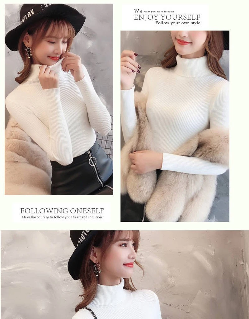Lucyever, водолазка, Женский пуловер, свитер, весенний джемпер, вязаный базовый топ, модный, осенний, длинный рукав, Корейская женская одежда
