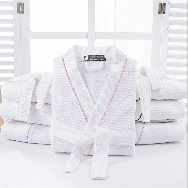 Халат женский длинный однотонный из 100% хлопка с длинным рукавом|bride robe|robe kimonobath robe