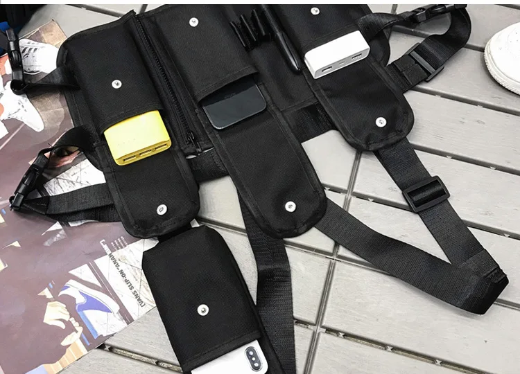 Functional Fashion Chest Rig Bag Men Women Hip Hop Harness Adjustable Tactical Vest Sports Hunting Tactical Packages Bullet Pack