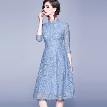 

BGW 3313ht High Neck A Line Lace Cocktail Dreses Three Quarters Sleeves Cut Out Women 2020 New Vestido Coctel Corto Zipper Back