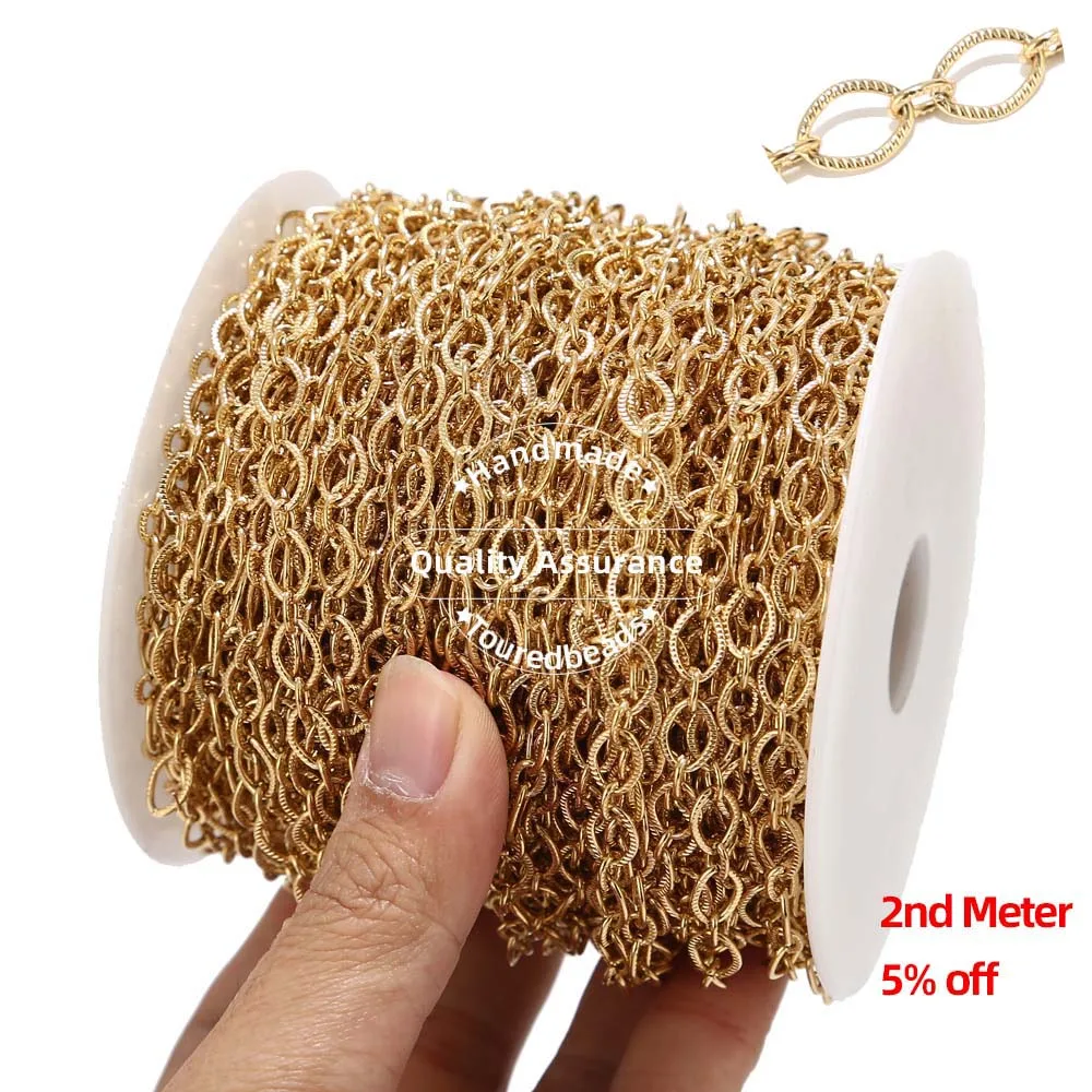 

Touredbeads 1M 6mm Width Stainless Steel Gold Circle Oval Link Chains for DIY Necklace Jewelry Making Handmade Findings