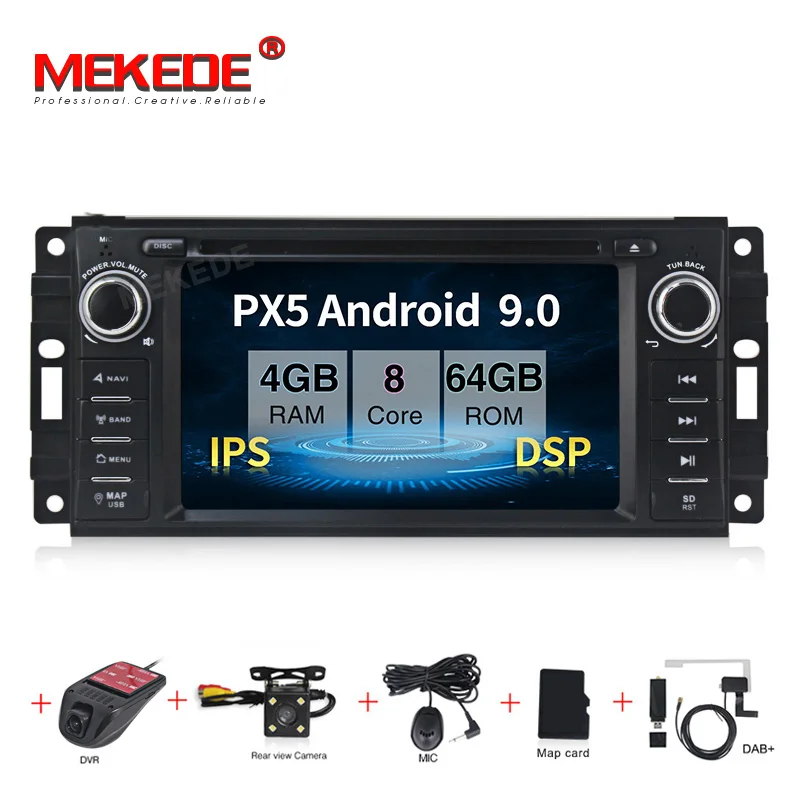 MEKEDE DSP Android 9.0 Car dvd player radio audio GPS for Jeep grand wrangler patriot compass journey Commander Chrysler 300C | Автомобили