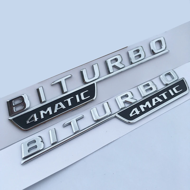 Письмо Эмблема Biturbo 4matic эмблема на крыло Supercharge логотип автомобиля Стайлинг двойной турбо наклейка для Mercedes Benz AMG влево и вправо