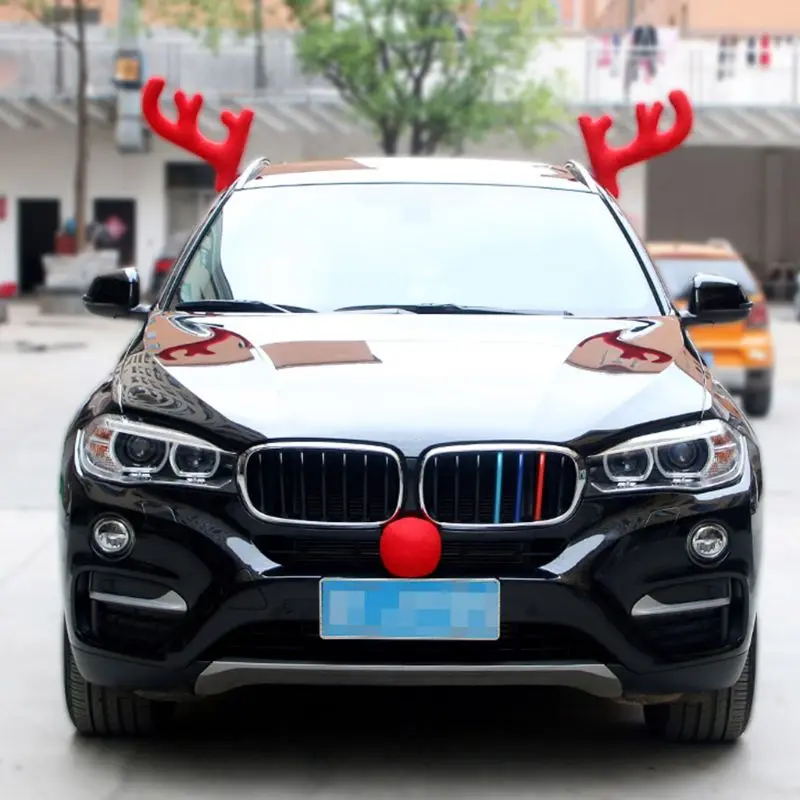 Большие олени красные рога+ нос милые рога автомобиль рождественские украшения Аксессуары