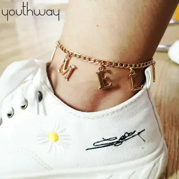 

Custom Letter Anklet Initial Pendant Chram Anklet Punk Personalized Word Name Chain Jewelry Birthday Gifts