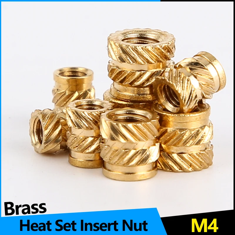 Thread Brass Knurled Inserts Nut Heat Set Insert Nuts Embed Parts Female Pressed Fit into Holes for 3D Printing M3 M4 50Pcs