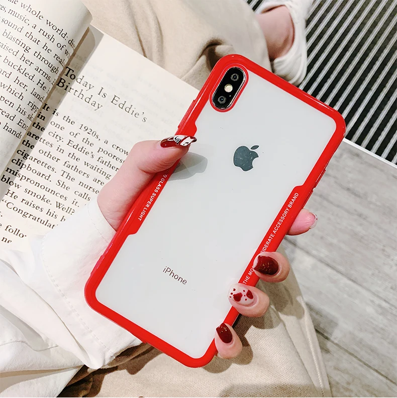 Противоударный защитный чехол для iPhone 11 Pro Max X XS Max XR 8 7 Plus, Прозрачный чехол для iPhone 6, 6S Plus, 5, 5S, SE, силиконовый чехол s - Цвет: Красный