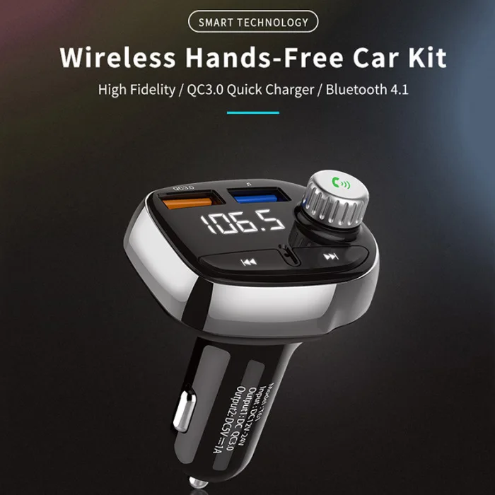 Автомобильный Bluetooth fm-передатчик с QC 3,0 usb зарядным портом радио mp3-плеер DQ-Drop