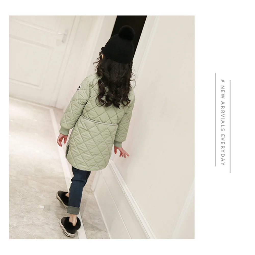 Long coat for girls in cotton coat Baby Girls Winter Coat Thin Kids Cotton Coats Children Fashion Toddler Long Style Jackets