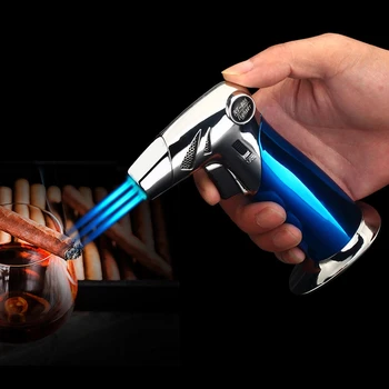 

BBQ Kitchen Lighter Cooking Three Torch Turbo Lighters Gas Lighter Cigarettes Accessories Metal Jet Cigar Smoking Lighters