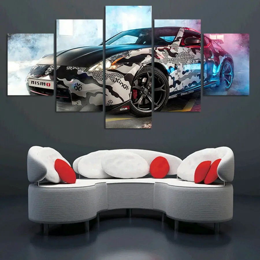 

No Framed Canvas 5 Panels Nissan 370Z NISMO Car Modular Modern Cuadros HD Wall Art Posters Pictures Bedroom Home Decor Paintings