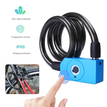 

Fingerprint Anti-Theft Key Bicycle Lock with USB Charge IP65 Waterproof 39.4 inch Bicycle Cable Locks for Motorcycle Door Fence