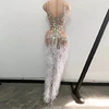 Pearl Tassel Mesh long Dress Women Singer Prom Birthday Celebration High Split Evening Party Crystal Perspective Dresses wedding ► Photo 2/6