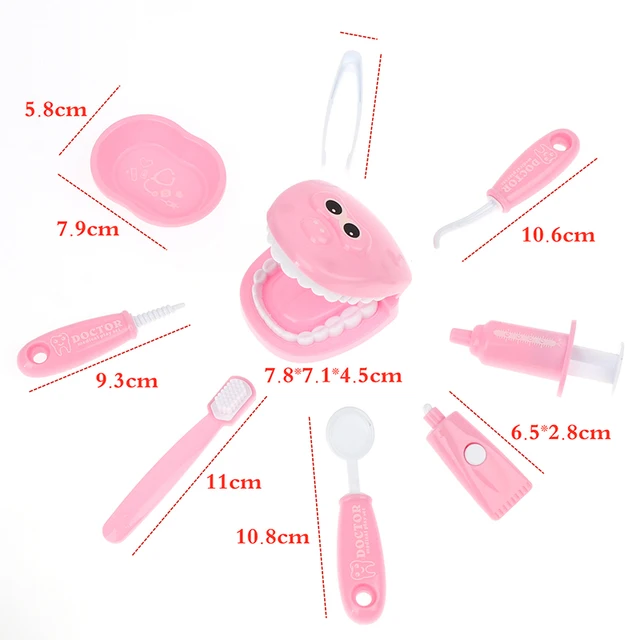 9Pcs Kids Pretend Play Toy Dentist Check Teeth Model Set Medical Kit Educational Role Play Simulation Learing Toys For Children 6