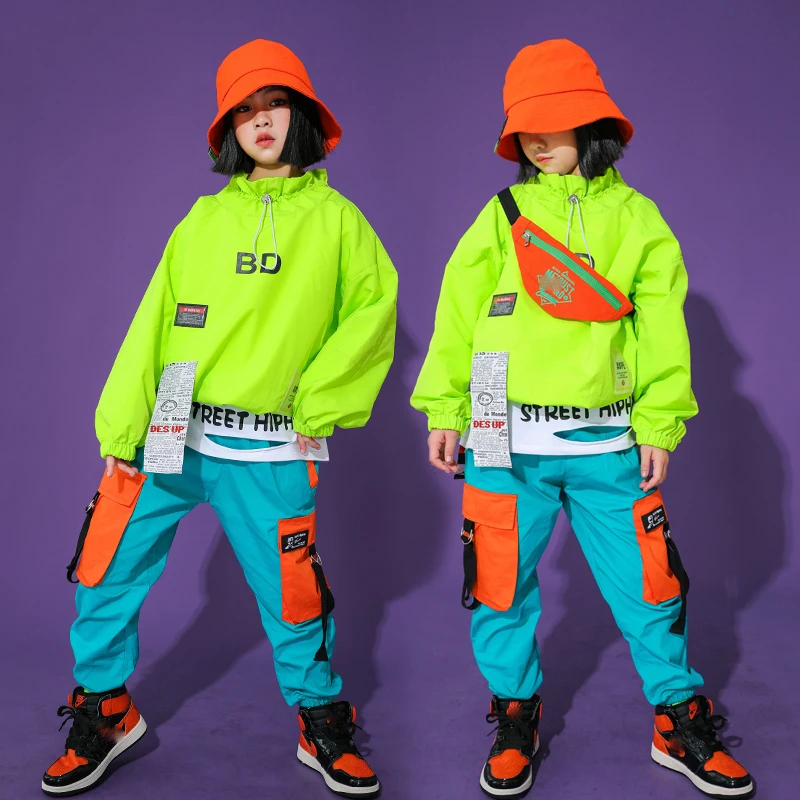 Children Hip Hop Dance Costumes For Kids Long Sleeved Jacket Hiphop Pants Stage Outfits Jazz Dance Performance Clothes DQS7837