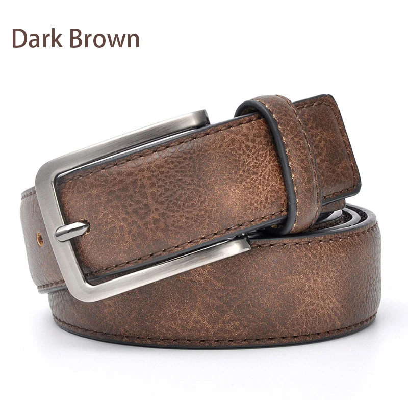 DarkBrown Мужской пояс в античном стиле, пояс для брюк, Стильные повседневные ремни для мужчин - Цвет: DarkBrown