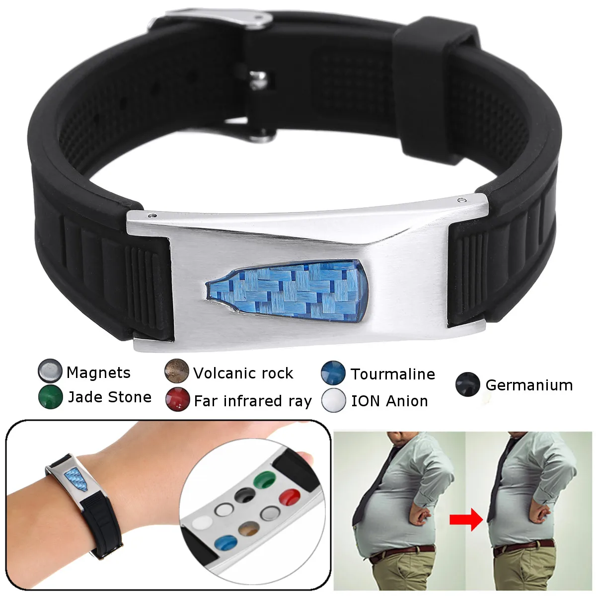 7 in 1 Titanium Magnetic Energy Armband Power Bio Bracelet Health Pain Relief Magnet Health Bracelet New