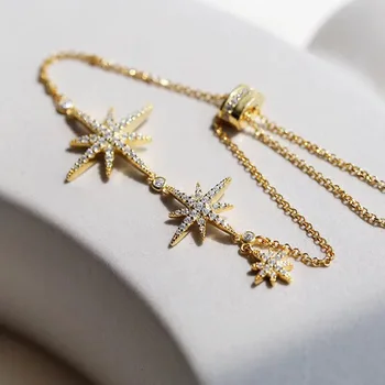 

Baoyocn High Quality 925 Sterling Silver Yellow Gold Color Meteorites Bracelet with Stars Cubic Zirconia Women Fashion Jewelry