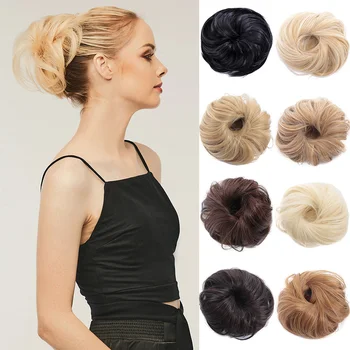

TOUSLED BUN HAIRPIECE Synthetic Flexible Hair Messy Buns Curly Scrunchie Chignon Elastic Scrunchies Wrap For Ponytail Extensions