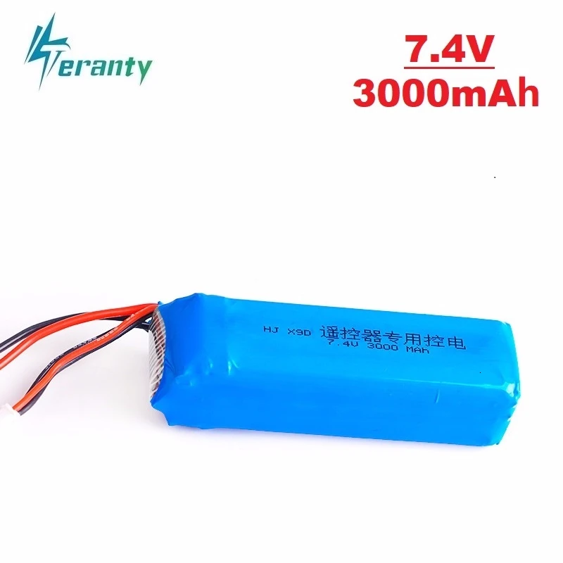 Teranty power 7,4 V 3000mah Lipo аккумулятор Перезаряжаемый для Frsky Taranis X9D Plus передатчик пульт дистанционного управления Запасные части 1 шт