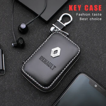

Leather Car Styling Key Wallets Car Key Holders Buckle Key Case For Renault Megane 2 Duster Logan Captur Clio Laguna Accessories
