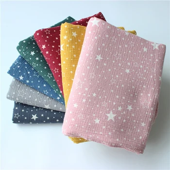 

Pure Cotton Fabric Soft and breathable Kids Double Gauze Crepe Tissu for Baby Star Print Material for Sleepwear Textile XJ48