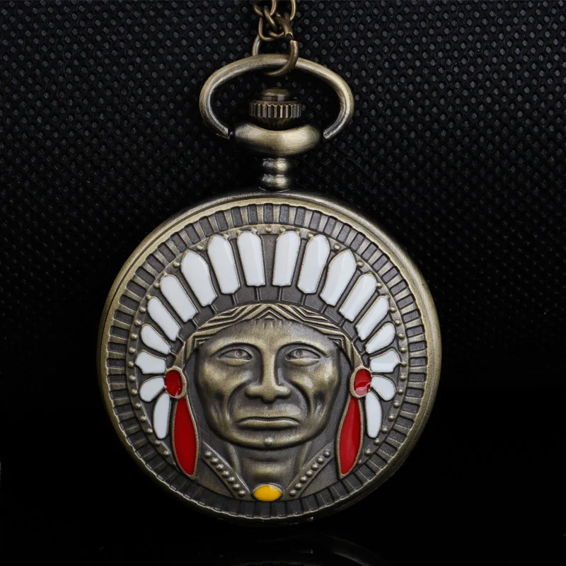 

Old Man Design Quartz Pocket Watch Bronze Pendant Necklace Chain Best Gifts for Men Women Fob Pocket Watch