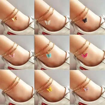 PZMYCS Fashion Cute Butterfly Anklets for Women Gold Silver Color Chain Ankle Bracelet on The Leg 2020 Bohemian Foot Jewelry
