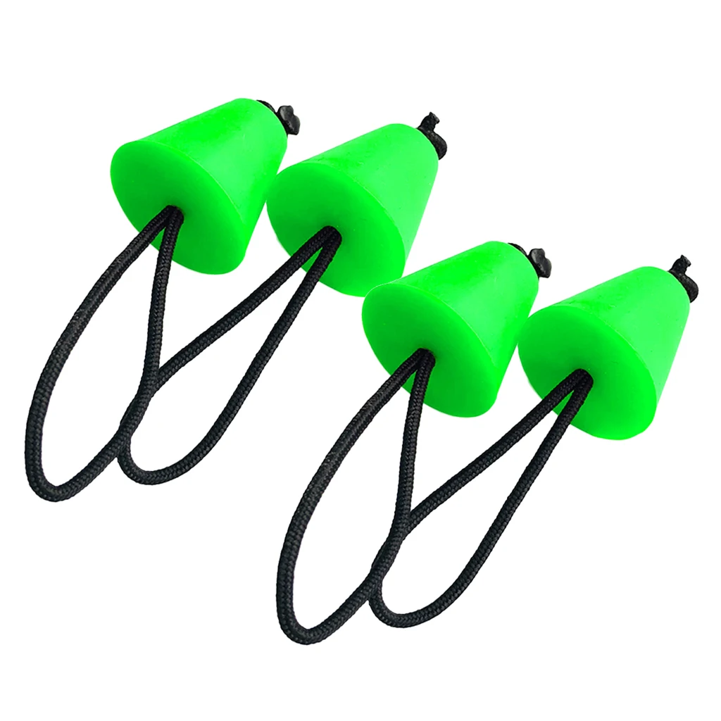 4 Pieces Premium Green Rubber Kayak Marine Boat Scupper Plugs Kit Universal Fits 3/4'' to 1.5'' Holes