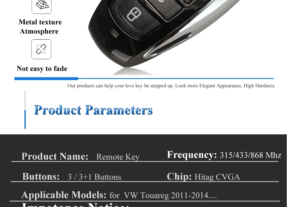 Keyforkess 5pcs Smart 3/4BTN telecomando 315/433MHz: 7P6959754AL /868MHz: 7P6 959 754 AP per Volkswagen Touareg 2011-2018 8 Keyforkess 5pcs Smart 3/4BTN telecomando 315/433MHz: 7P6959754AL /868MHz: 7P6 959 754 AP per Volkswagen Touareg 2011-2018 - H0506faf3575a455d83028afc12eeeb75G