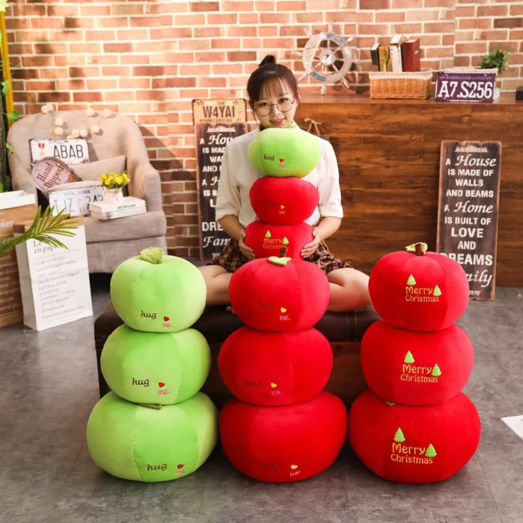 Christmas Round Pillow Super Soft Full Filled Red Apple Pillow Christmas Gift for Woman Child Winter Warm Boyfriend Pillows