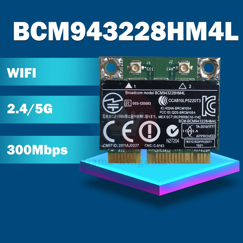 BCM943228HM4L BCM943228 300Mbps 2.4G/5GHZ 802.11 A/G/N Nửa Mini PCI-E Không Dây Wifi thẻ SP 669832-001 Cho 8470P 8570W 2570P bluetooth card