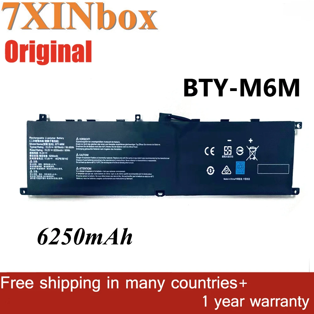 

7XINbox 15.2V 95Wh 6250mAh BTY-M6M Original Laptop Battery For MSI Creator 15 A10SET-078TR Creator 15 A10SD Stealth 10SF-462TR