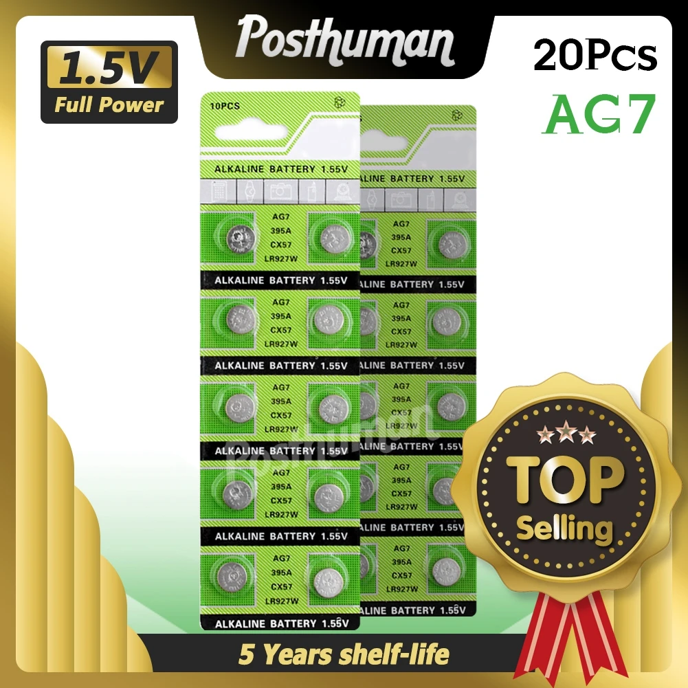 20x AG7 1 55 V Volt Cell щелочные батареи LR927 SR57 SR57L SR927 LR927W S28 SP395 SR927SW SR927W TR927W V395 монетная