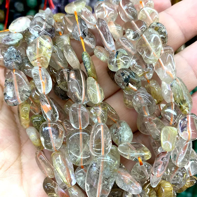 Gold Rutilated 8-12 мм натуральные Агаты гранат Амазонит жады аметисты Выгравированные бусины для самостоятельного изготовления ювелирных изделий браслет ожерелье - Цвет: Gold Rutilated