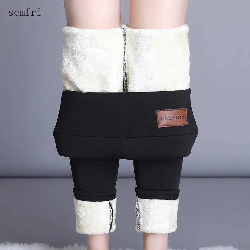 

Semfri Cashmere Warm Leggings Women 2020 Spring Winter Outer Wear Pants Plus Velvet Thickened High Waist Elastic Warm Leggings