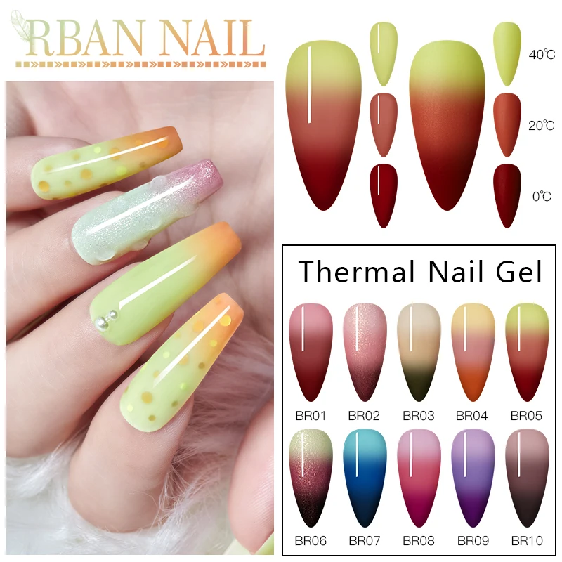 RBAN NAIL 6ml Thermal Color Changing Gel Nail Polish 3 Stages Varies UV Soak Off Lacquer Semi Permanent Varnishes | Красота и